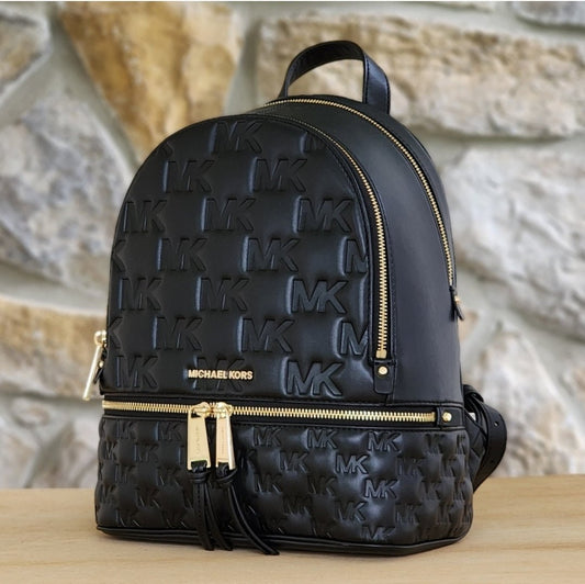 Michael Kors Rhea Embossed Logo MD Backpack Black