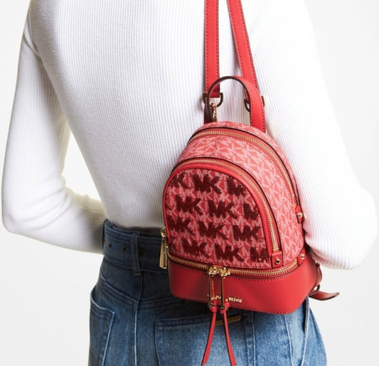 Michael Kors Rhea Logo XS Backpack Red