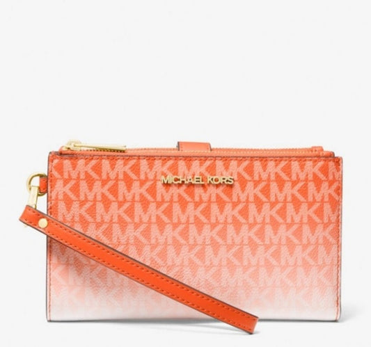 Michael Kors Jet Set Ombré Logo Double Zip Wristlet Orange