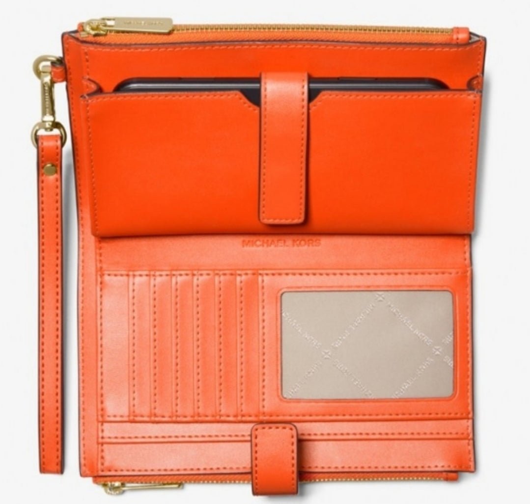 Michael Kors Jet Set Ombré Logo Double Zip Wristlet Orange