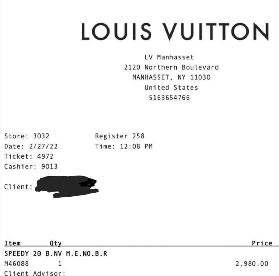 Louis Vuitton Receipt Copy
