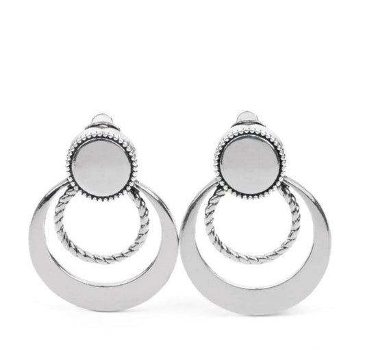 Paparazzi Refined Ruffles Silver Clip On Earrings