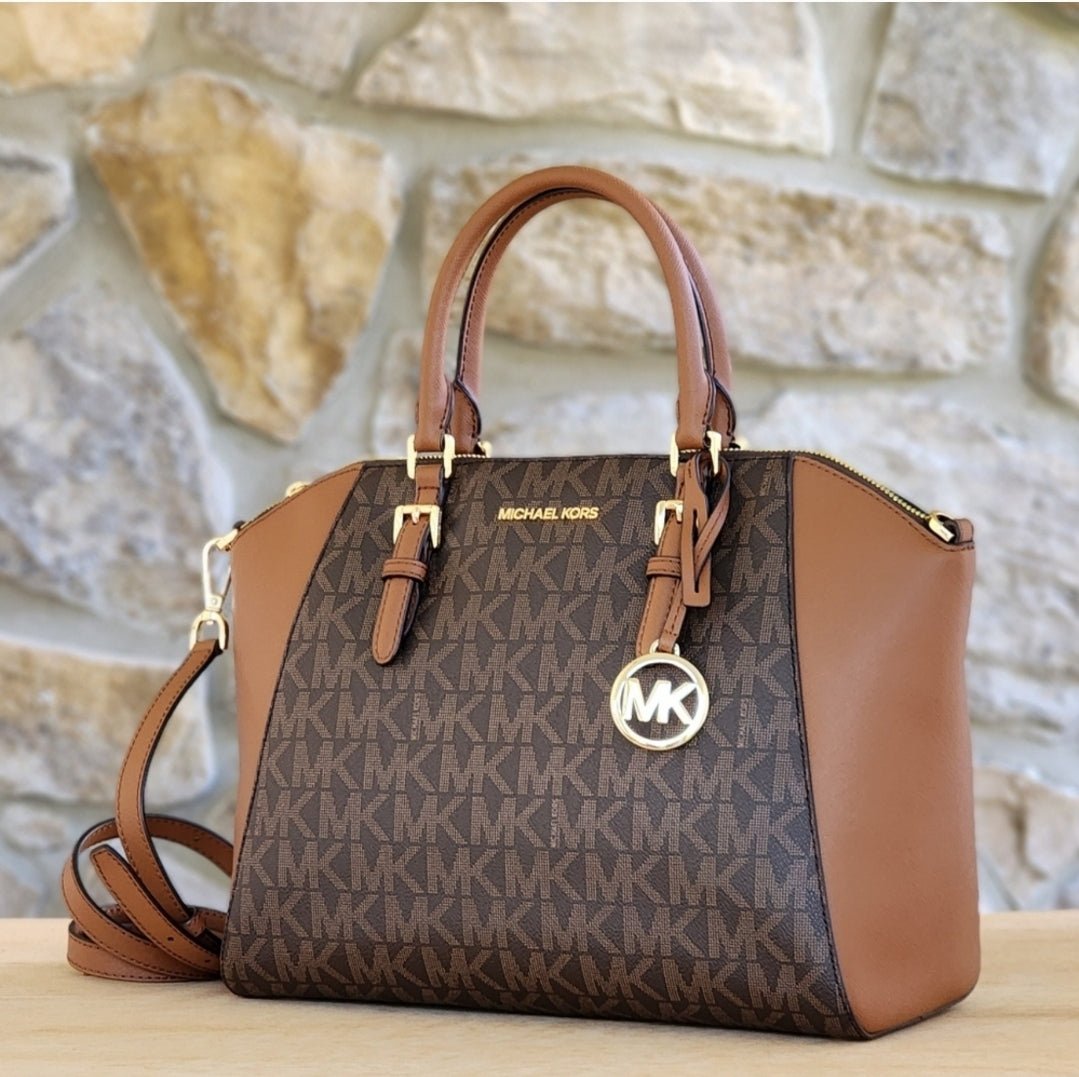 Michael Kors Ciara Logo LG Satchel Brown