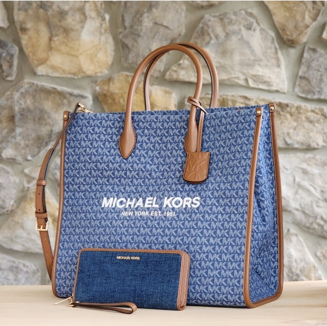 Michael Kors Mirella Logo Large Tote SET Blue