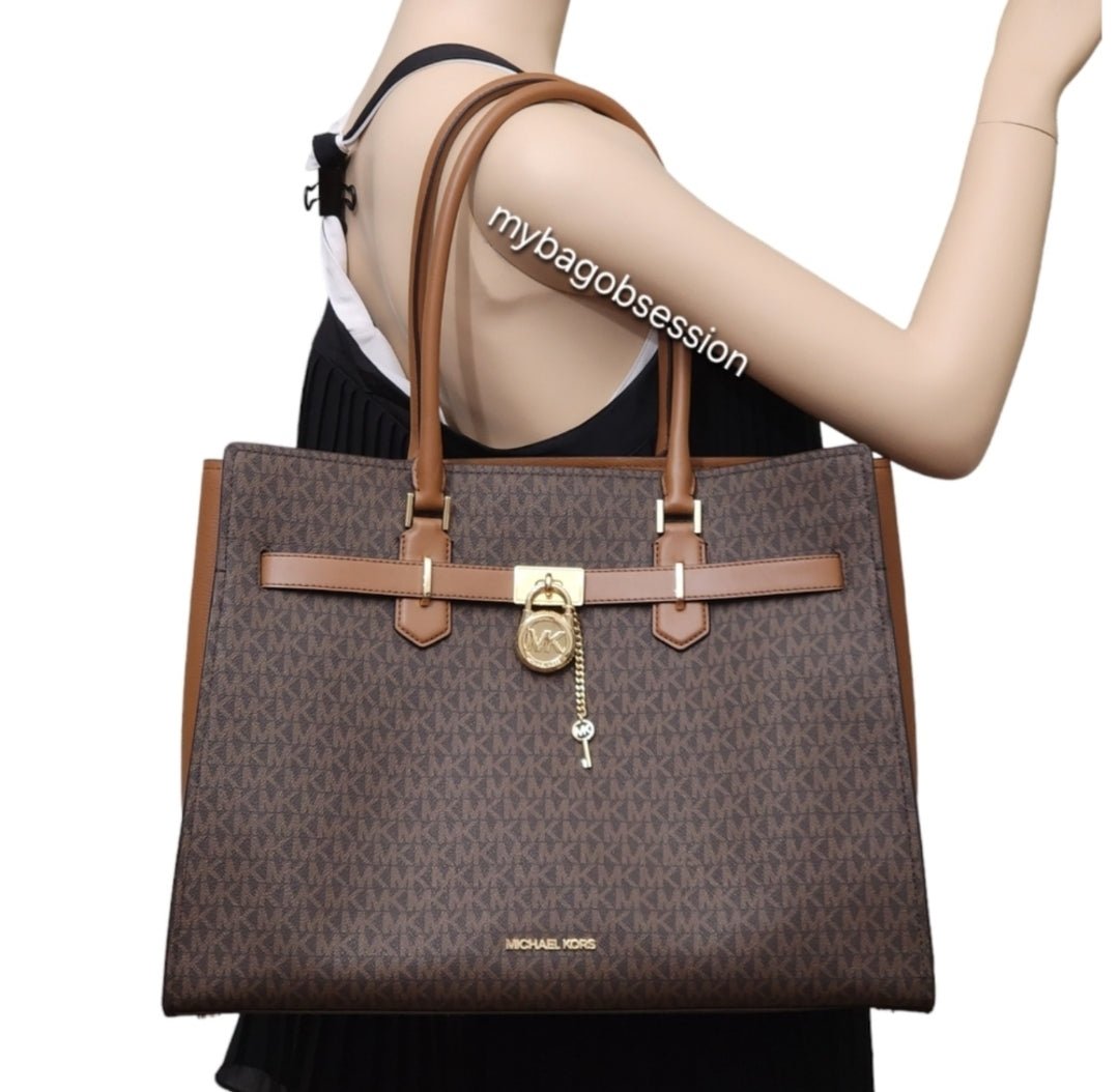 Michael Kors Hamilton Logo XL Shoulder Tote Bag Brown