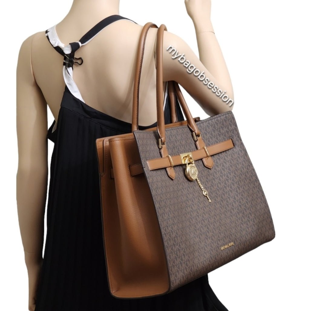 Michael Kors Hamilton Logo XL Shoulder Tote Bag Brown