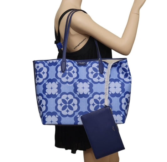 Kate Spade Sutton Oversized Floral Tote SET Blue